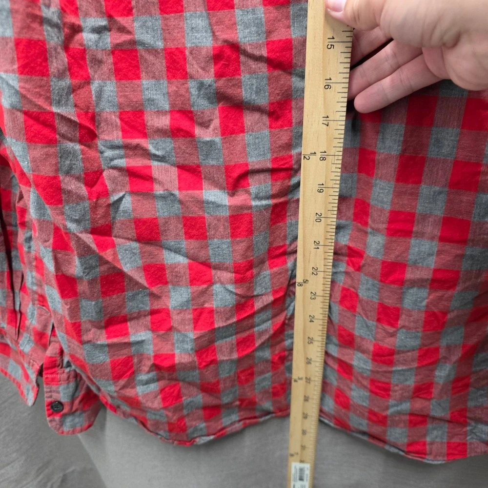 J.Crew Mens Red Gray Buffalo Check Cotton Button Down Shirt Large